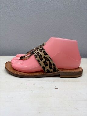 Musa Leopard Print Leather Thong Sandals Size 36